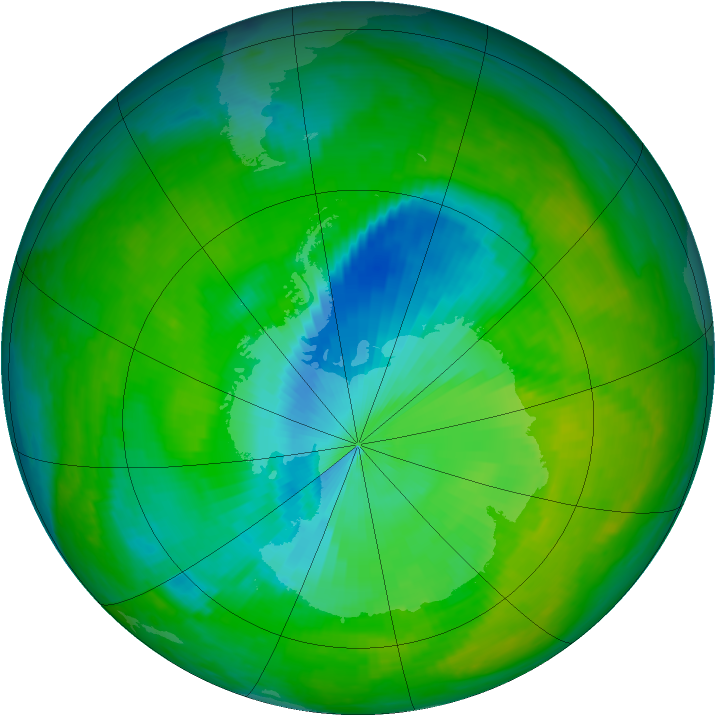 Antarctic ozone map for 30 November 2000